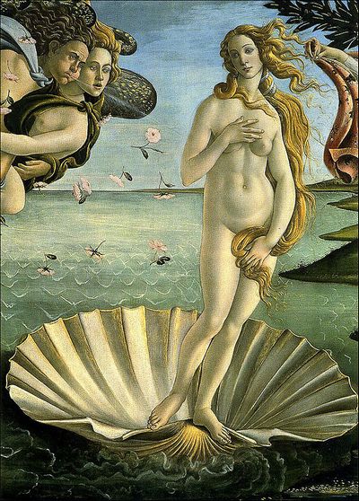 Cartolina. Firenze - Galleria degli Uffizi. La nascita di Venere, particolare (1484 circa)