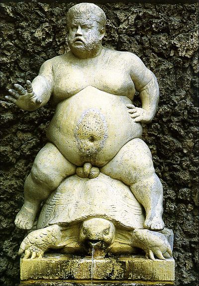 Cartolina. Firenze - Giardino di Boboli. Bacco su tartaruga (XVI secolo)