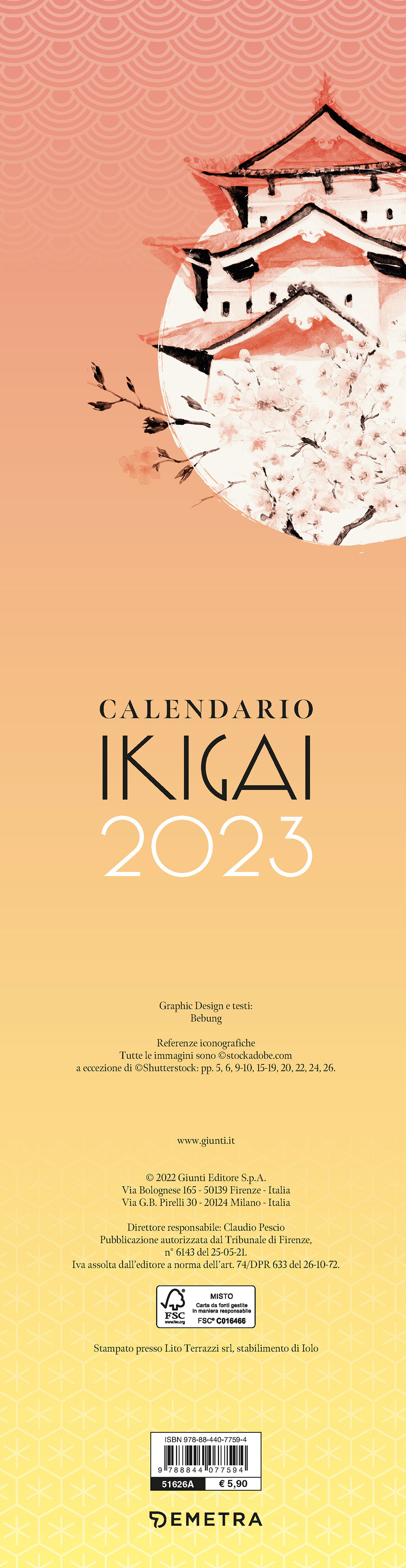 Ikigai Calendario 2023, da parete, 12.5x48 cm