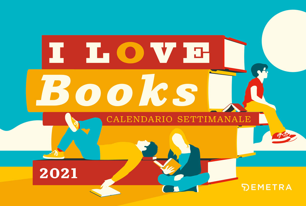 Calendario I love books 2021, da tavolo, 21x14 cm