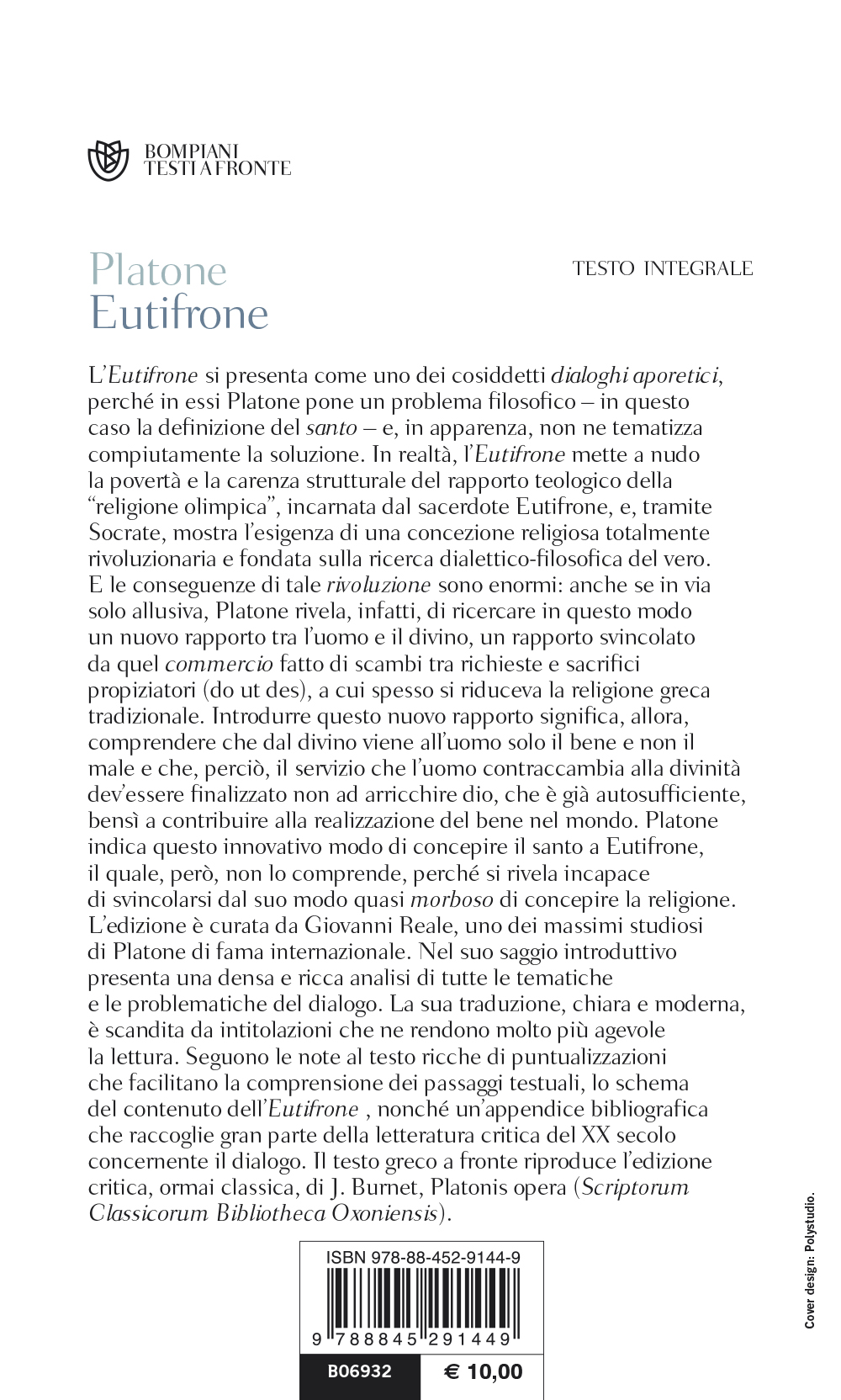 Eutifrone. Testo greco a fronte