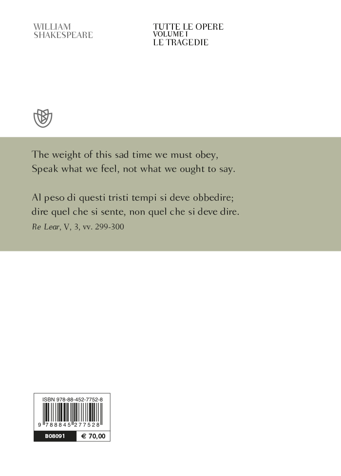 Tutte le opere. Testo inglese a fronte. Le tragedie (Vol. 1) : Shakespeare,  William, Jowett, John, Taylor, Gary, Wells, Stanley: : Libri