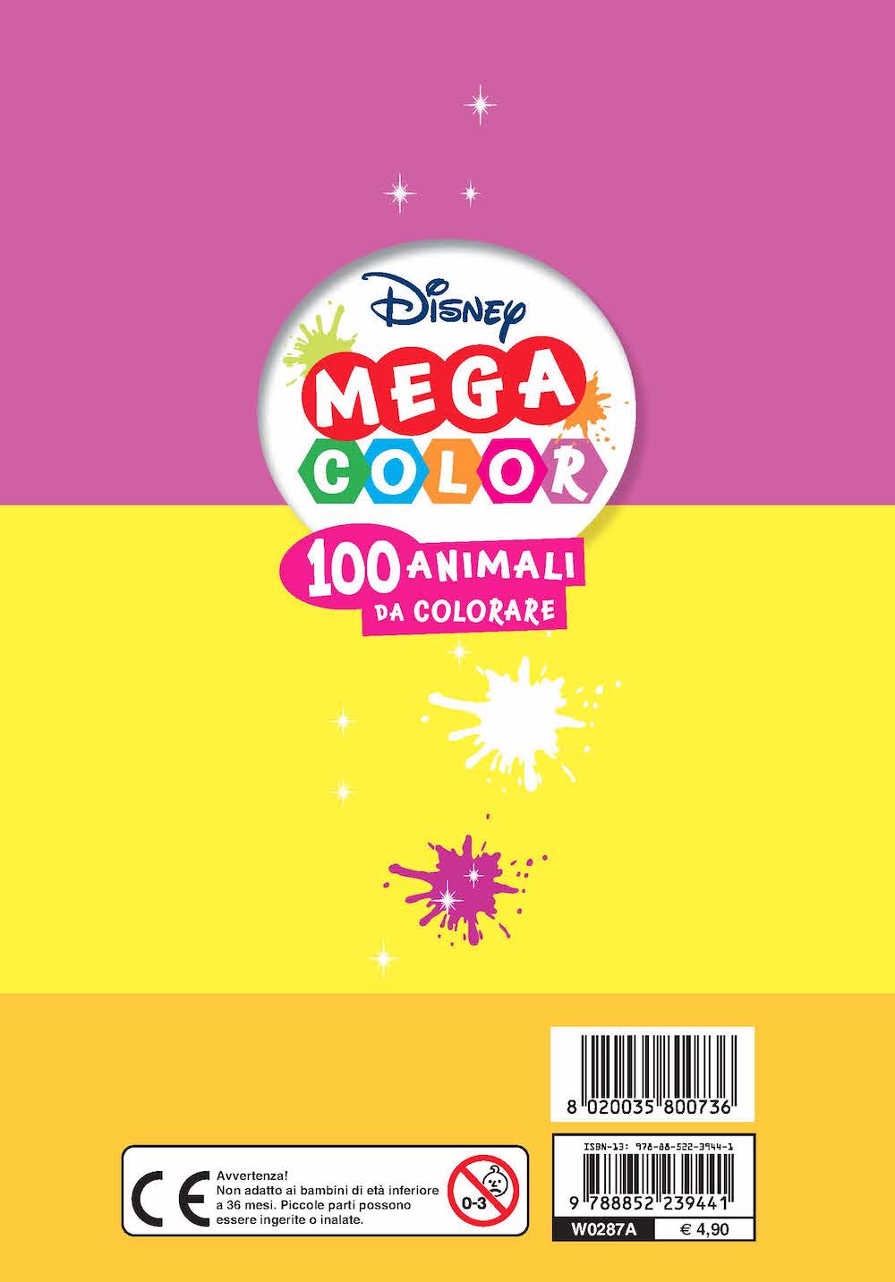 Mega color Disney 100 animali da colorare